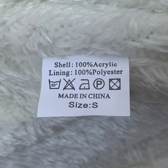 Kids Black and White Stocking Hat with Pom Folded Cuff Fleece Interior Small - Picture 8 of 11